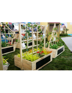 CLASSIC WORLD EDU Деревянная подставка для цветов на колёсах для сада + доска 2