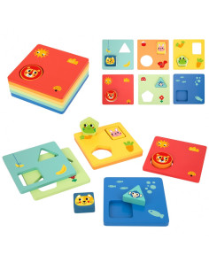 TOOKY TOY Montessori dėlionė gyvūnų formos ir spalvos 6 FSC lentos
