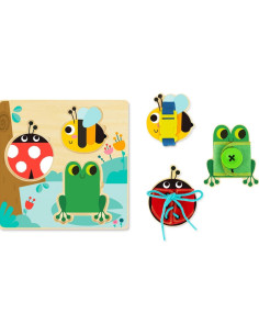 TOOKY TOY деревянная развивающая доска сортер обучающие упражнения шнур пуговица пряжка