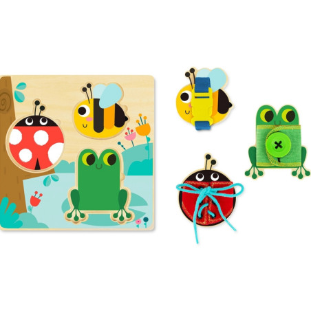 TOOKY TOY деревянная развивающая доска сортер обучающие упражнения шнур пуговица пряжка