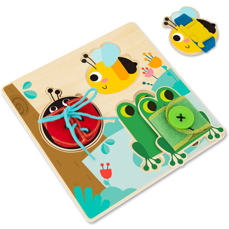 TOOKY TOY medinės mokomosios lentos rūšiavimo treniruočių pratimų stygos sagties sagtis