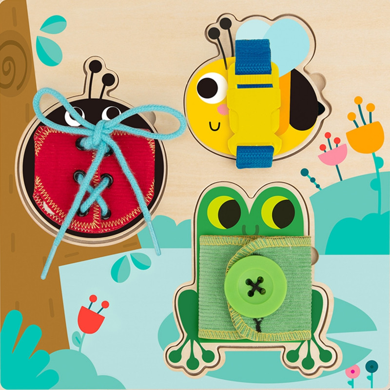 TOOKY TOY medinės mokomosios lentos rūšiavimo treniruočių pratimų stygos sagties sagtis
