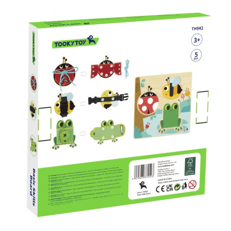 TOOKY TOY деревянная развивающая доска сортер обучающие упражнения шнур пуговица пряжка