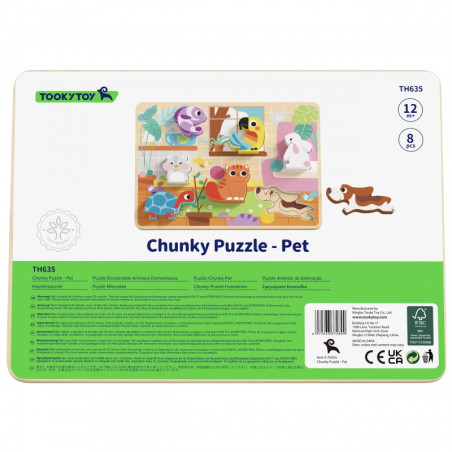TOOKY TOY Drewniane Puzzle Montessori Zwierzątka Dom Dopasuj Kształty