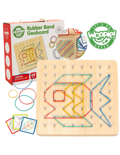 Деревянный пазл "Геоплан с резинками" WOOPIE GREEN, 69 деталей, сертифицирован FSC