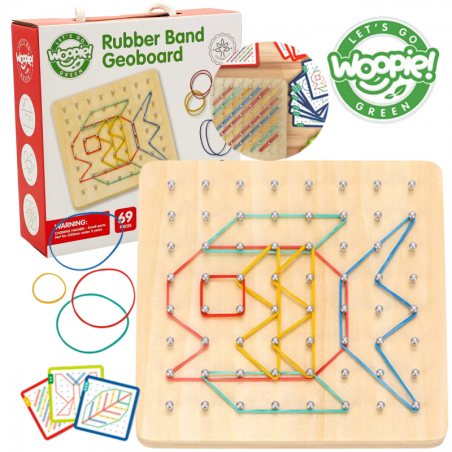 WOOPIE GREEN Geoplan guminėms juostoms Medinė dėlionė 69 vnt. FSC sertifikuota