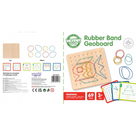 WOOPIE GREEN Geoplan guminėms juostoms Medinė dėlionė 69 vnt. FSC sertifikuota