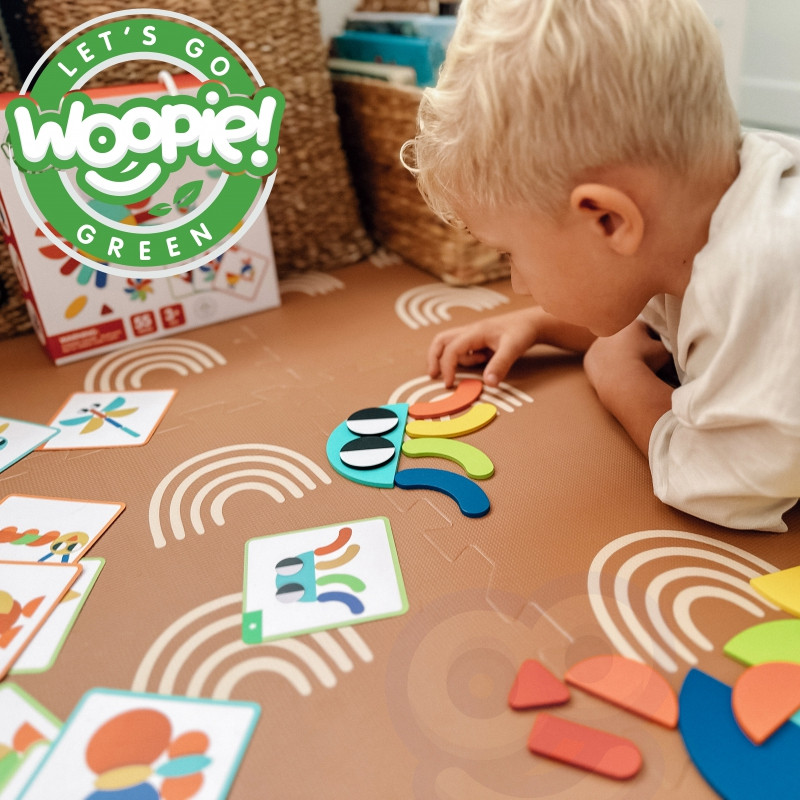 WOOPIE GREEN Montessori medinė dėlionė 40 modelių atkurti 55 vnt. FSC sertifikuota