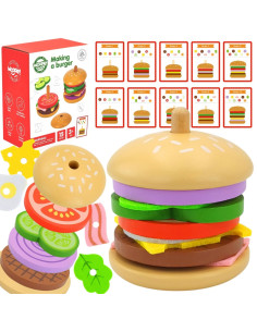 Деревянный пазл "Ресторан бургеров" WOOPIE GREEN для детей, 15 деталей, сертифицирован FSC