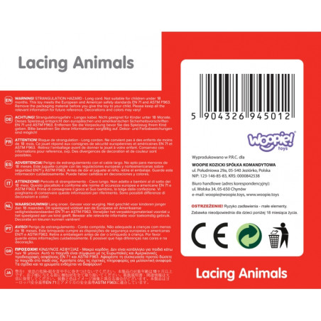 WOOPIE GREEN Medinės sriegimo kaladėlės Animals Safari ZOO 13 vnt.