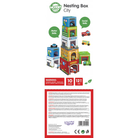 WOOPIE GREEN dėlionės miesto transporto priemonės dėžutėse + paveikslai 10 vnt.