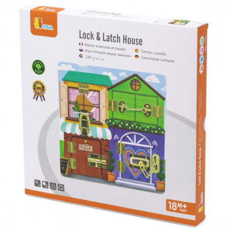 VIGA medinės manipuliavimo lentos atidarymo spynos ir skląsčiai Montessori namas