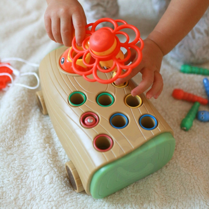 WOOPIE arkadinis žaidimas Woodpecker Worm Hammer 3in1 Baby Puller vežimėlis