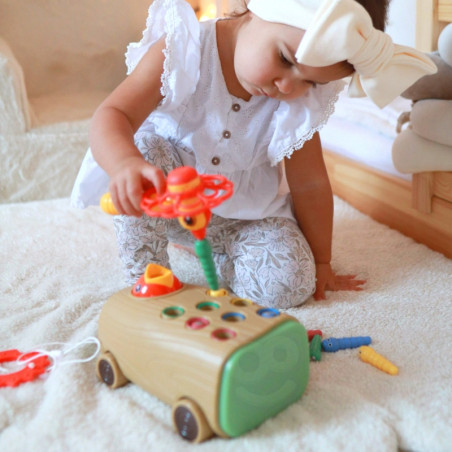 WOOPIE arkadinis žaidimas Woodpecker Worm Hammer 3in1 Baby Puller vežimėlis