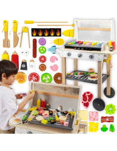 VIGA didelė medinė kepsninė vaikams + 47 priedai