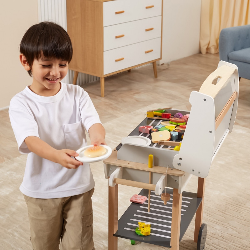 VIGA didelė medinė kepsninė vaikams + 47 priedai