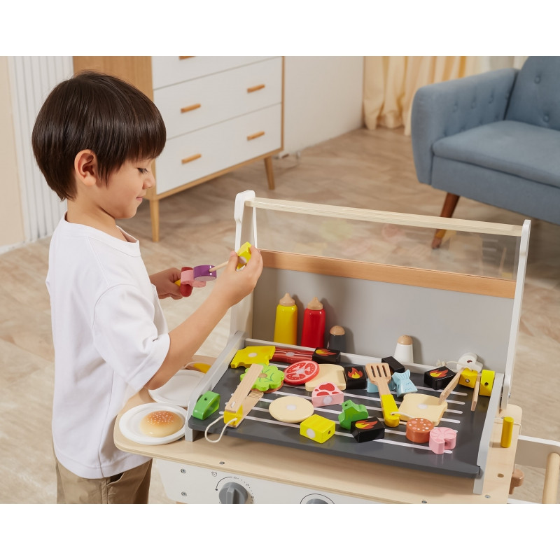 VIGA didelė medinė kepsninė vaikams + 47 priedai