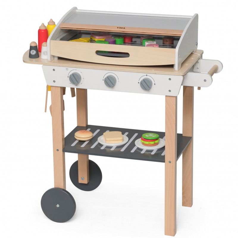 VIGA didelė medinė kepsninė vaikams + 47 priedai