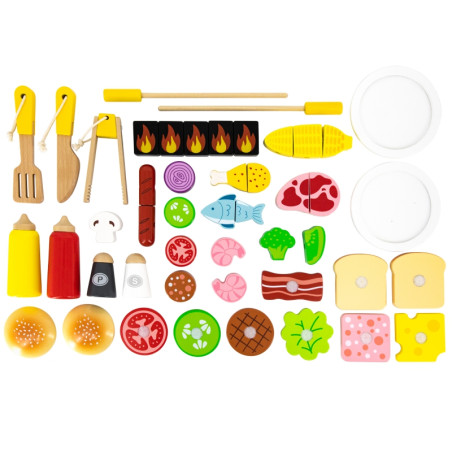 VIGA Большой деревянный гриль для детей + 47 аксессуаров