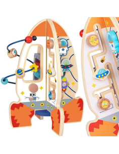 Tooky Toy Didelis medinis mokomasis žaislas daugiafunkcinė raketa
