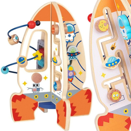 Tooky Toy Didelis medinis mokomasis žaislas daugiafunkcinė raketa Tooky Toy Didelis medinis mokomasis žaislas daugiafunkcinė raketa