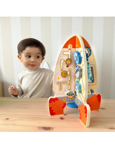 Tooky Toy Didelis medinis mokomasis žaislas daugiafunkcinė raketa 2