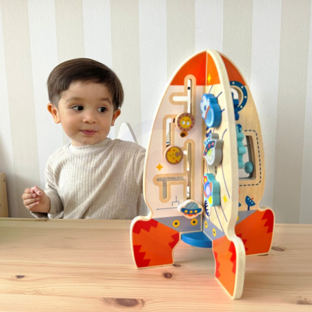 Tooky Toy Большая деревянная развивающая игрушка Многофункциональная ракета