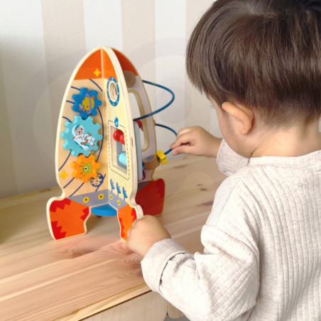 Tooky Toy Didelis medinis mokomasis žaislas daugiafunkcinė raketa Tooky Toy Didelis medinis mokomasis žaislas daugiafunkcinė raketa