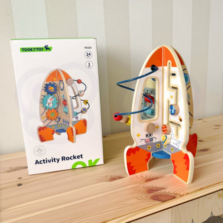 Tooky Toy Большая деревянная развивающая игрушка Многофункциональная ракета