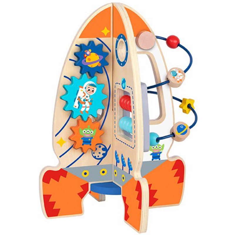 Tooky Toy Didelis medinis mokomasis žaislas daugiafunkcinė raketa