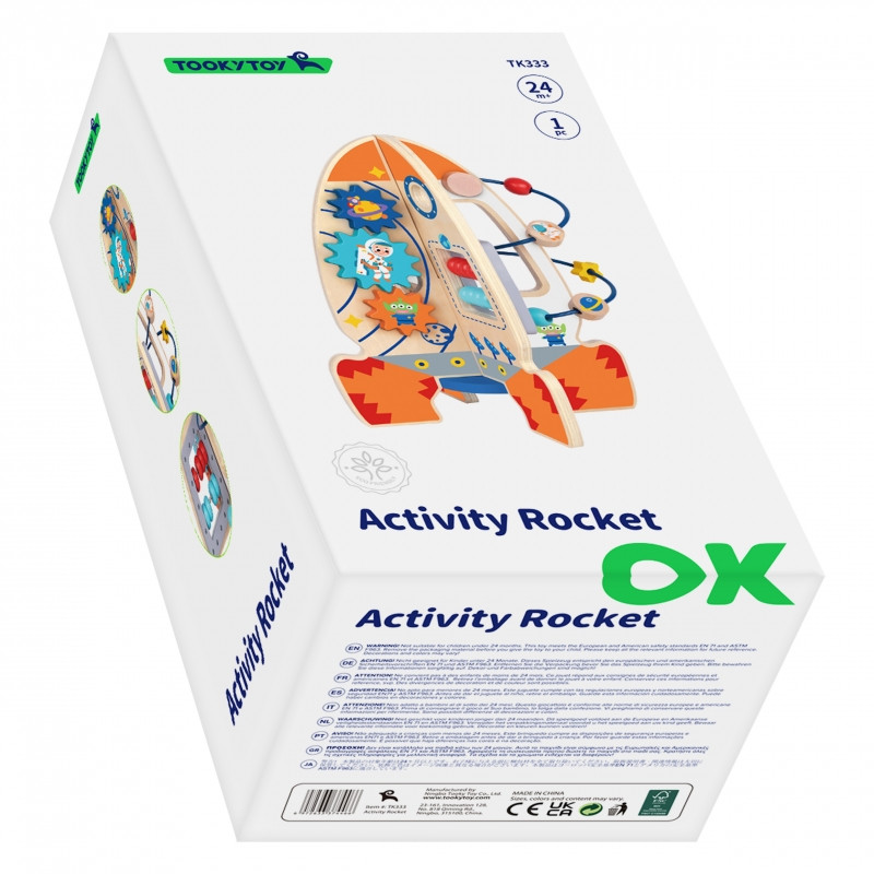 Tooky Toy Didelis medinis mokomasis žaislas daugiafunkcinė raketa