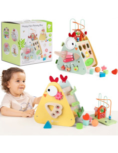 CLASSIC WORLD Montessori medinis lavinamasis veiklos kubas 10in1 Happy Hen