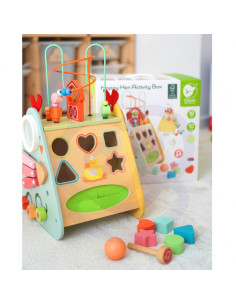 CLASSIC WORLD Montessori medinis lavinamasis veiklos kubas 10in1 Happy Hen 2