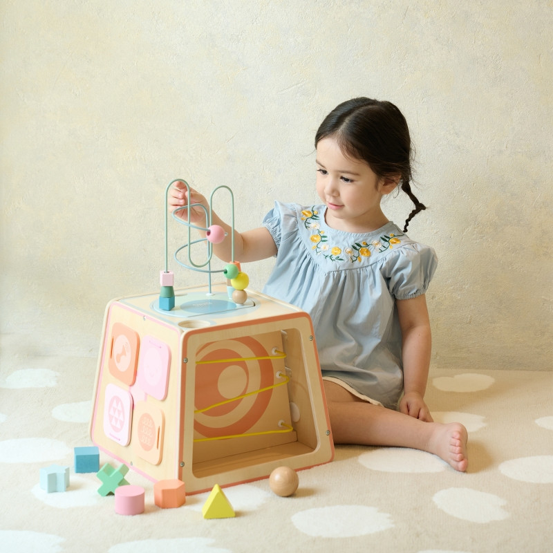 CLASSIC WORLD medinis sensorinis edukacinis kubas 6in1