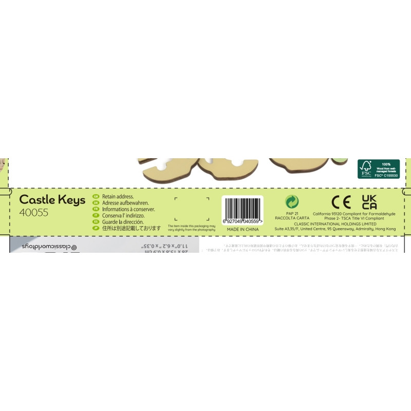 CLASSIC WORLD Montessori sensoriniai mediniai dėlionės raktai ir spynos