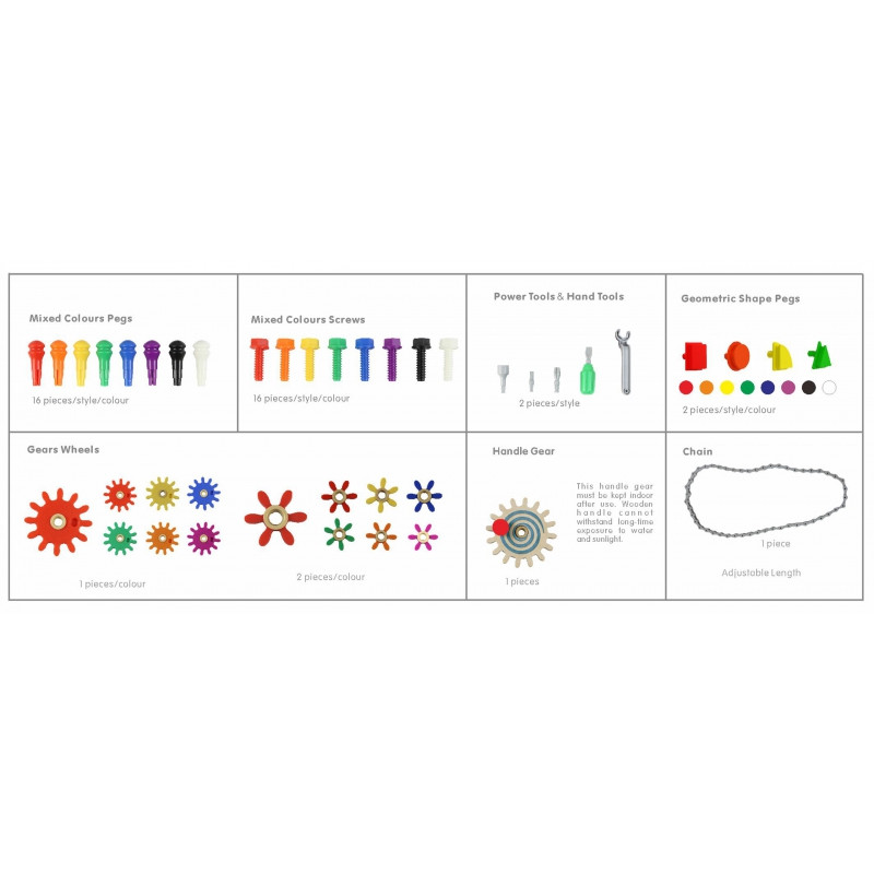 MASTERKIDZ medinis mokomasis stalas + STIEBO SIENŲ PRIEDAI + 563 kaladėlės