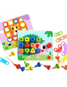 TOOKY TOY Многофункциональная доска с набором цветных винтов для обучения фигурам 2