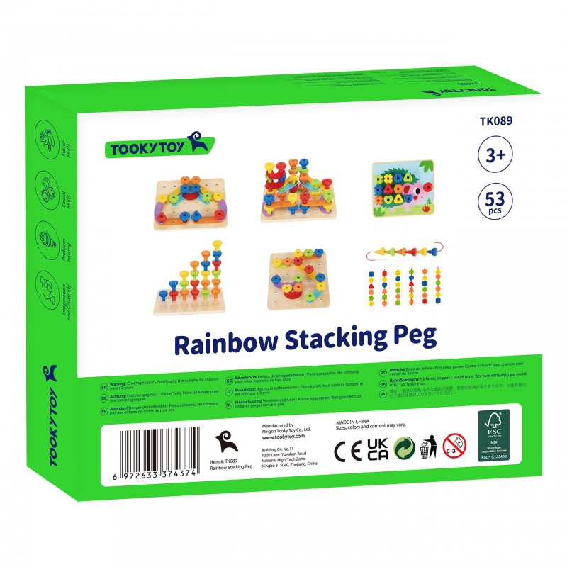 TOOKY TOY daugiafunkcinė lenta Spalvingų varžtų rinkinys, besimokantis formų