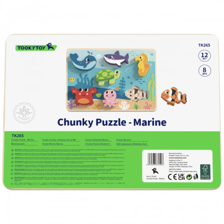 TOOKY TOY medinė Montessori dėlionė jūros pasaulio žuvų vėžlių formos TOOKY TOY medinė Montessori dėlionė jūros pasaulio žuvų vėžlių formos