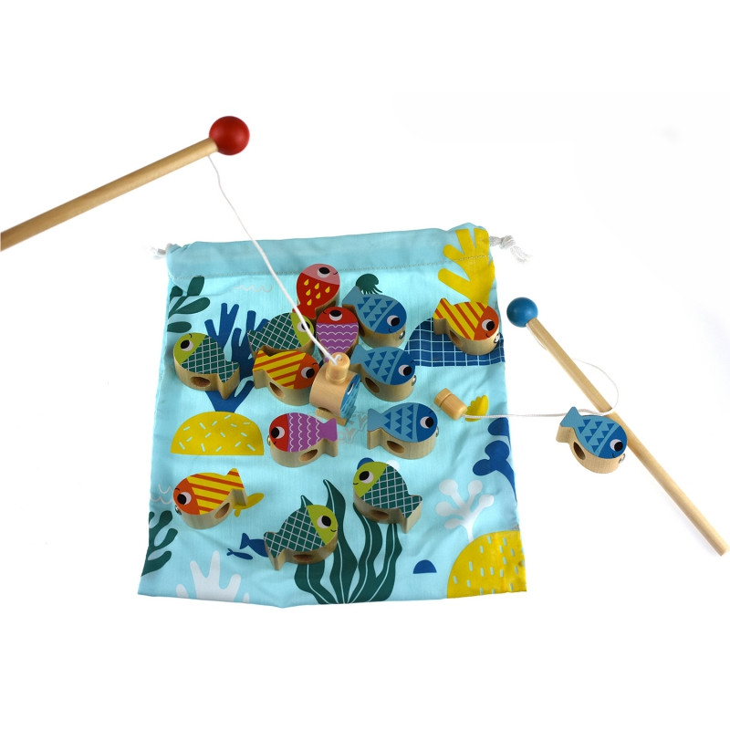 TOOKY TOY Medinis banginių ir žuvų žaidimas daugiafunkcis 4 in 1