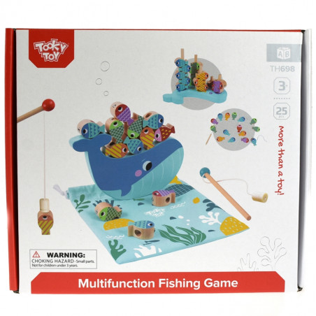 TOOKY TOY Medinis banginių ir žuvų žaidimas daugiafunkcis 4 in 1 TOOKY TOY Medinis banginių ir žuvų žaidimas daugiafunkcis 4 in 1
