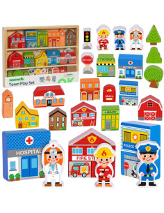 TOOKY TOY Деревянный набор зданий и фигурок Город