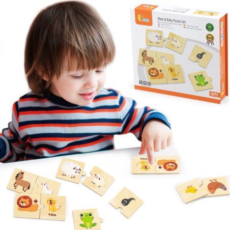 Деревянный пазл VIGA «Маленькие и большие животные»