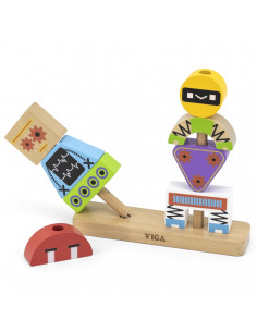 VIGA Robots Пирамидальный пазл + узоры 8 шт.