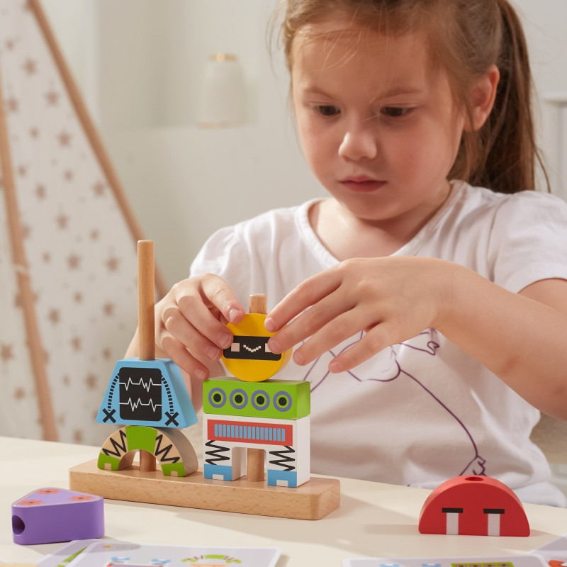 VIGA Robots Пирамидальный пазл + узоры 8 шт.