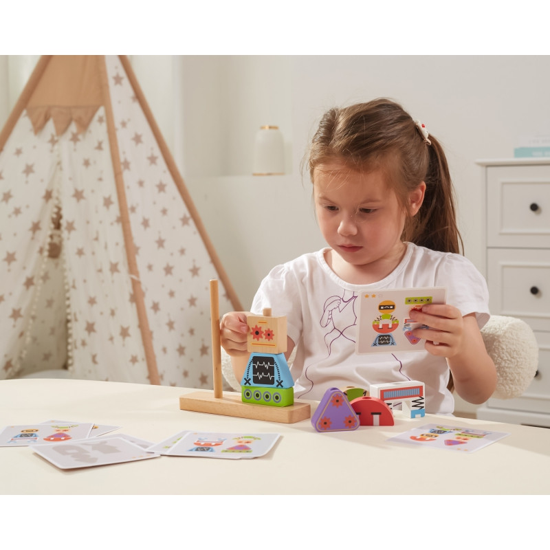 VIGA Robots Пирамидальный пазл + узоры 8 шт.