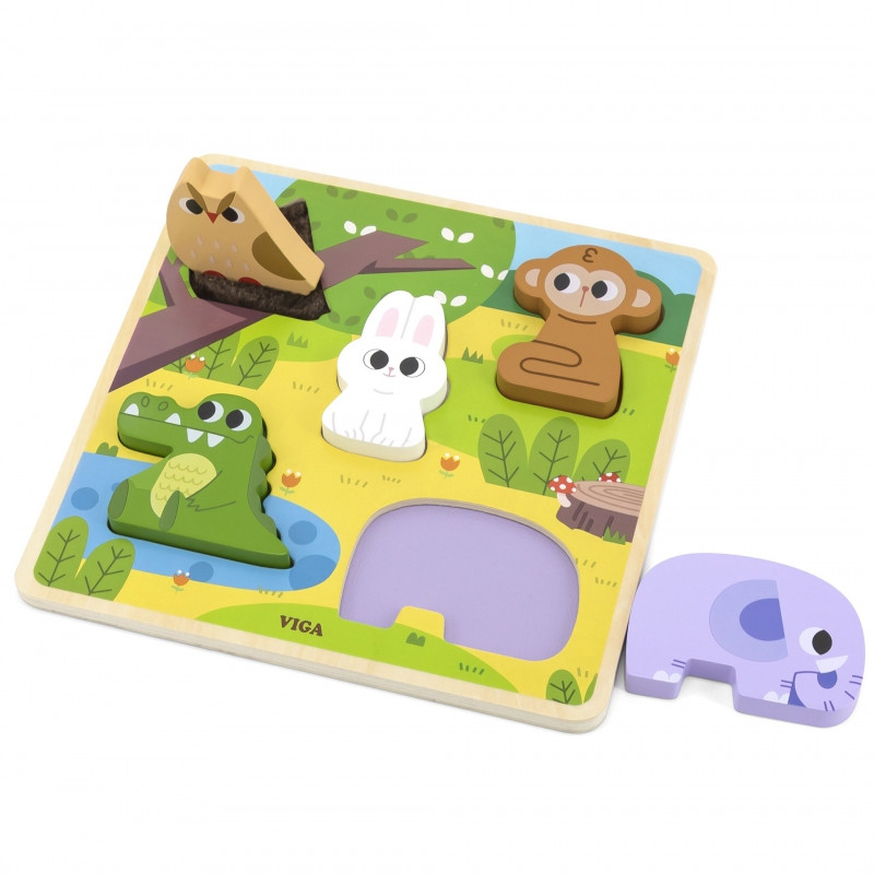 VIGA medinės dėlionės gyvūnų miško rungtynės