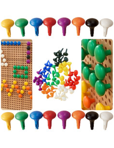 MASTERKIDZ Цветные большие колышки для STEM-доски, 64 шт. - 8 цветов