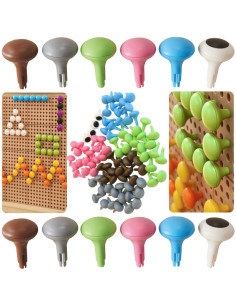 MASTERKIDZ Цветные большие колышки для STEM-доски, 64 шт. - 6 цветов