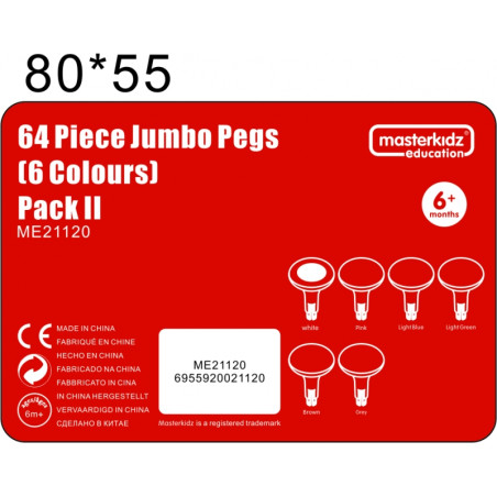 MASTERKIDZ spalvingi jumbo kaiščiai STEM lentai 64 vnt - 6 spalvos